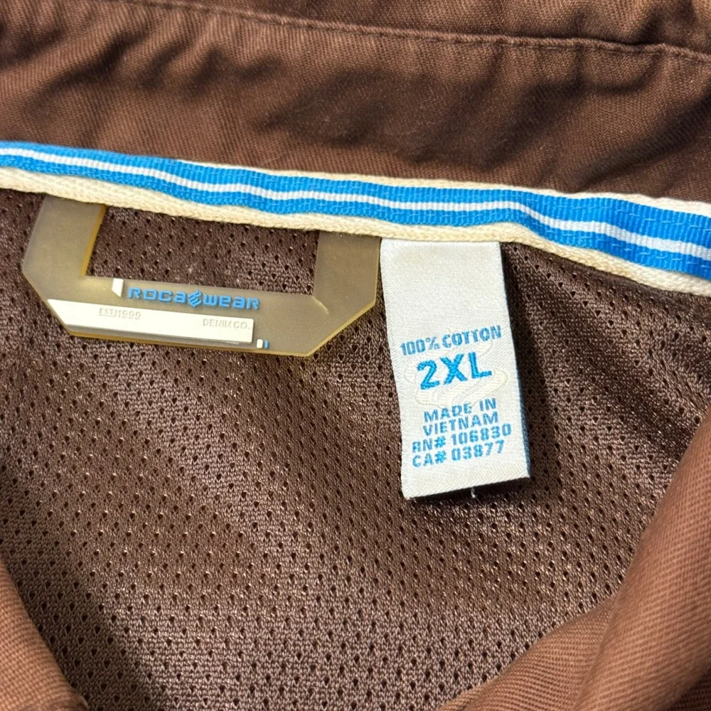 Vintage Y2K Rocawear Bomber Jacket Full‎ Zip Brown 2XL Workwear Hiphop